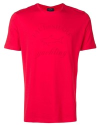Мужская красная футболка с круглым вырезом с принтом от Paul & Shark