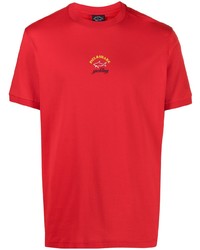 Мужская красная футболка с круглым вырезом с принтом от Paul & Shark