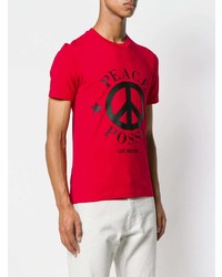 Мужская красная футболка с круглым вырезом с принтом от Love Moschino