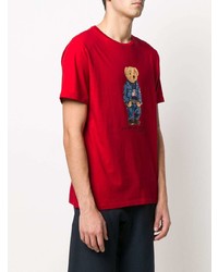 Мужская красная футболка с круглым вырезом с принтом от Polo Ralph Lauren