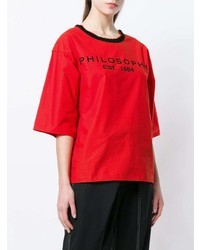 Женская красная футболка с круглым вырезом с принтом от Philosophy di Lorenzo Serafini