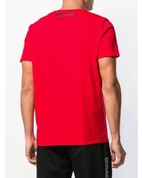 Мужская красная футболка с круглым вырезом с принтом от Just Cavalli