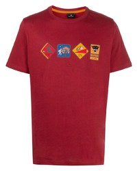Мужская красная футболка с круглым вырезом с принтом от PS Paul Smith