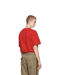 Мужская красная футболка с круглым вырезом с принтом от Gucci