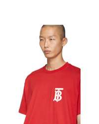 Мужская красная футболка с круглым вырезом с принтом от Burberry