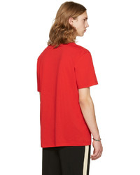 Мужская красная футболка с круглым вырезом с принтом от Gucci