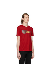 Мужская красная футболка с круглым вырезом с принтом от Versace