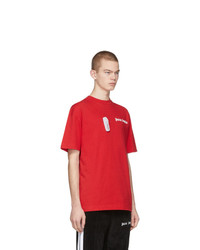 Мужская красная футболка с круглым вырезом с принтом от Palm Angels