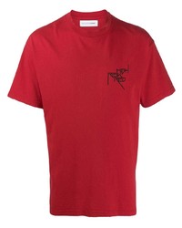 Мужская красная футболка с круглым вырезом с принтом от Riccardo Comi