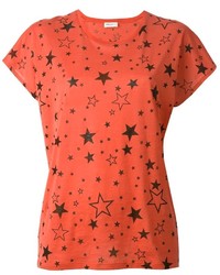 Женская красная футболка с круглым вырезом с принтом от Saint Laurent