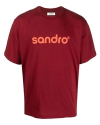 Мужская красная футболка с круглым вырезом с принтом от Sandro