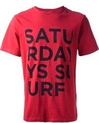 Мужская красная футболка с круглым вырезом с принтом от Saturdays Surf NYC