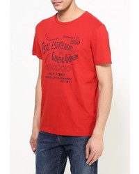 Мужская красная футболка с круглым вырезом с принтом от Sela