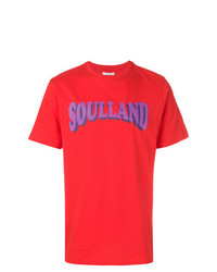 Мужская красная футболка с круглым вырезом с принтом от Soulland