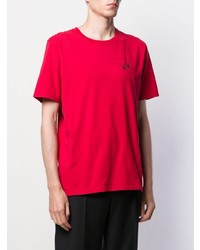 Мужская красная футболка с круглым вырезом с принтом от Saint Laurent