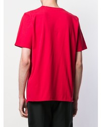 Мужская красная футболка с круглым вырезом с принтом от Saint Laurent
