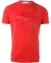 Мужская красная футболка с круглым вырезом с принтом от Stone Island