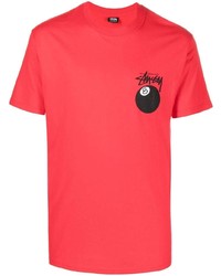 Мужская красная футболка с круглым вырезом с принтом от Stussy