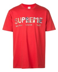 Мужская красная футболка с круглым вырезом с принтом от Supreme