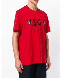 Мужская красная футболка с круглым вырезом с принтом от MSGM