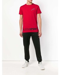 Мужская красная футболка с круглым вырезом с принтом от Plein Sport