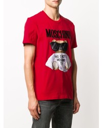 Мужская красная футболка с круглым вырезом с принтом от Moschino