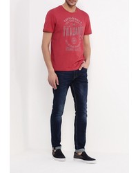Мужская красная футболка с круглым вырезом с принтом от Tom Tailor