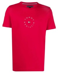 Мужская красная футболка с круглым вырезом с принтом от Tommy Hilfiger