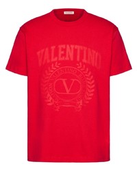 Мужская красная футболка с круглым вырезом с принтом от Valentino Garavani