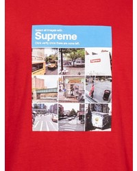 Мужская красная футболка с круглым вырезом с принтом от Supreme