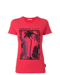 Женская красная футболка с круглым вырезом с принтом от Versace Jeans