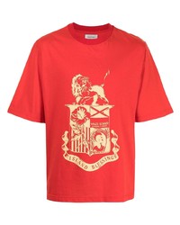 Мужская красная футболка с круглым вырезом с принтом от Wales Bonner