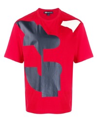 Мужская красная футболка с круглым вырезом с принтом от Y-3