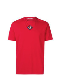 Красная футболка с круглым вырезом с украшением