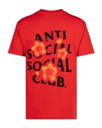 Мужская красная футболка с круглым вырезом с цветочным принтом от Anti Social Social Club