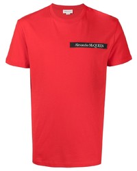 Мужская красная футболка с круглым вырезом от Alexander McQueen