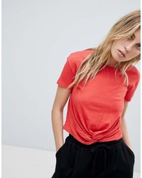 Женская красная футболка с круглым вырезом от AllSaints