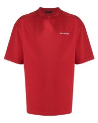 Мужская красная футболка с круглым вырезом от Balenciaga