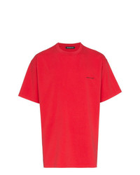 Мужская красная футболка с круглым вырезом от Balenciaga