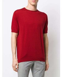 Мужская красная футболка с круглым вырезом от John Smedley