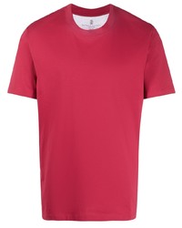 Мужская красная футболка с круглым вырезом от Brunello Cucinelli