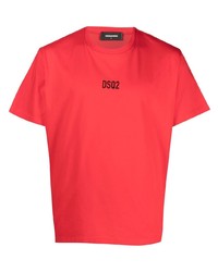 Мужская красная футболка с круглым вырезом от DSQUARED2