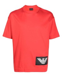 Мужская красная футболка с круглым вырезом от Emporio Armani