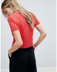 Женская красная футболка с круглым вырезом от AllSaints