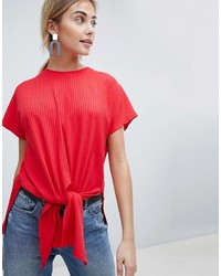 Женская красная футболка с круглым вырезом от New Look
