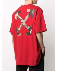 Мужская красная футболка с круглым вырезом от Off-White