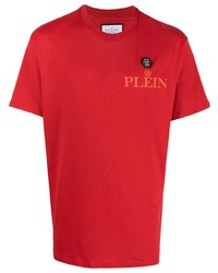 Мужская красная футболка с круглым вырезом от Philipp Plein