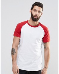 Мужская красная футболка с круглым вырезом от Pull&Bear