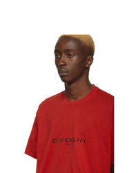 Мужская красная футболка с круглым вырезом от Givenchy