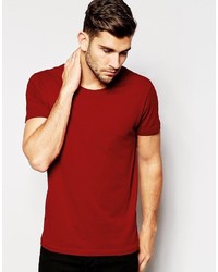 Мужская красная футболка с круглым вырезом от Selected